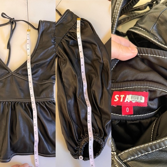 STAUD Black Faux Leather Luna Top - Picture 10 of 15